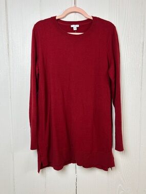 J. Jill NWT Women's Long Sleeve Crewneck Tunic in Deep Red Size M